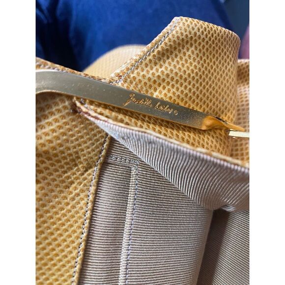 Judith Leiber lizard karung yellow jeweled leather shoulder bag clutch vintage - Picture 8 of 10